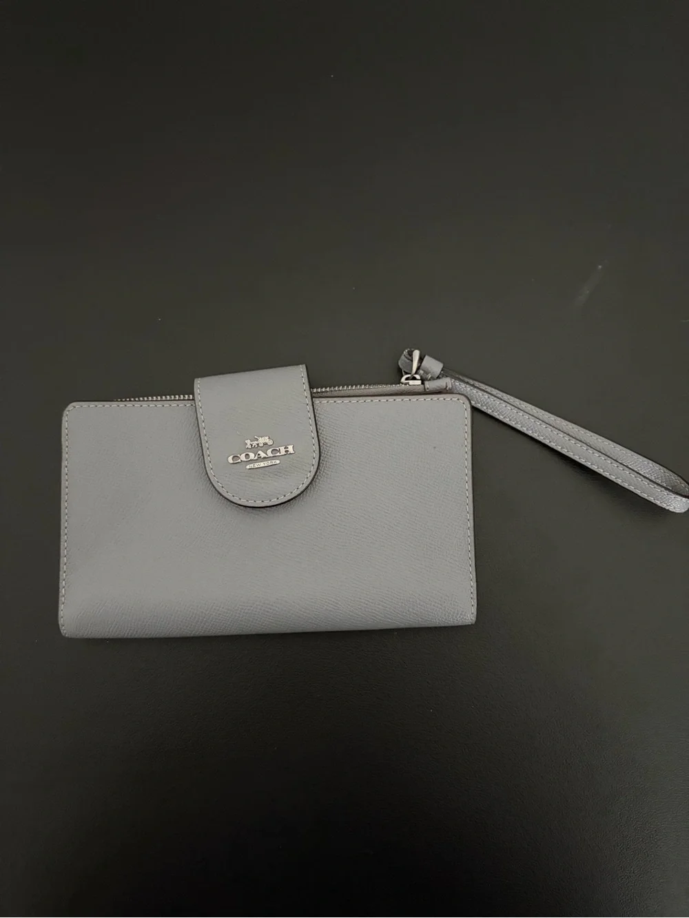Coach Light Gray Leather Wristlet Wallet